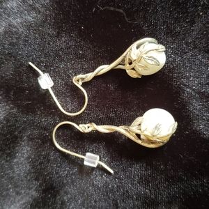 HAGIT designer Sterling silver and cultured pearl earrings.
